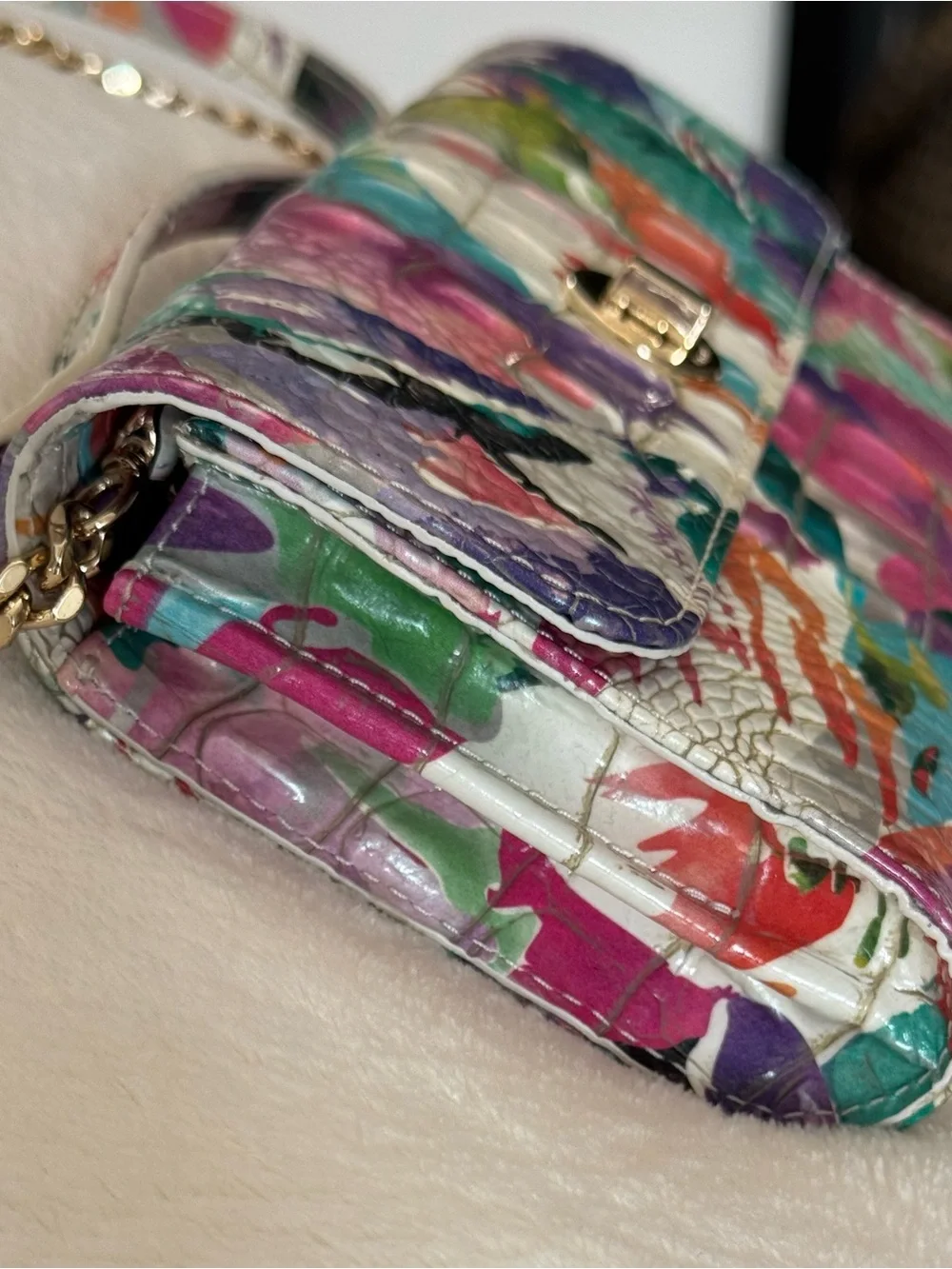 Brahmin Polina Multicolor Daylily Crossbody / Clutch / Wallet w/Chain Strap